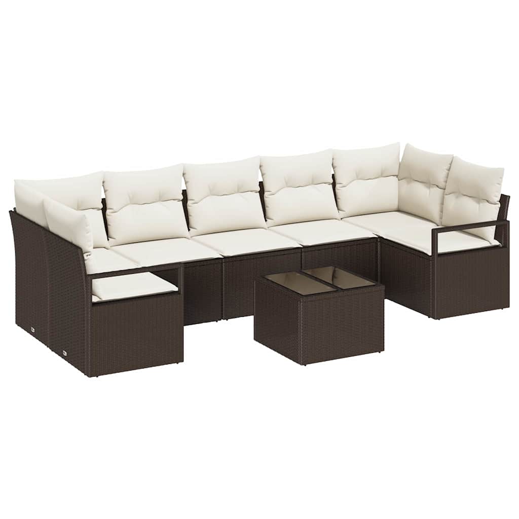 Havesofa Sæt 8 stk. 7-Antal sæder Brun og Creme polyrattan