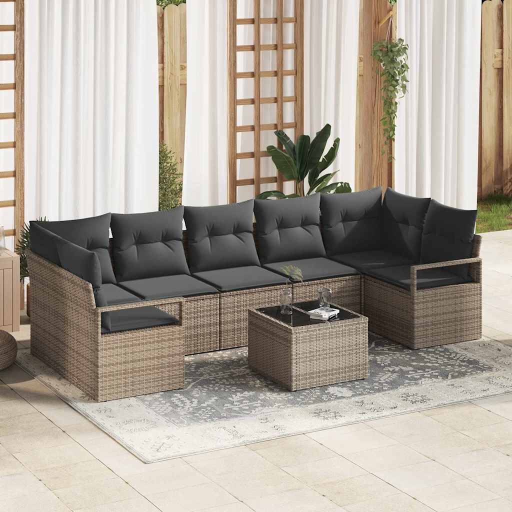 Havesofa Sæt 8 stk. 7-Antal sæder Grå polyrattan
