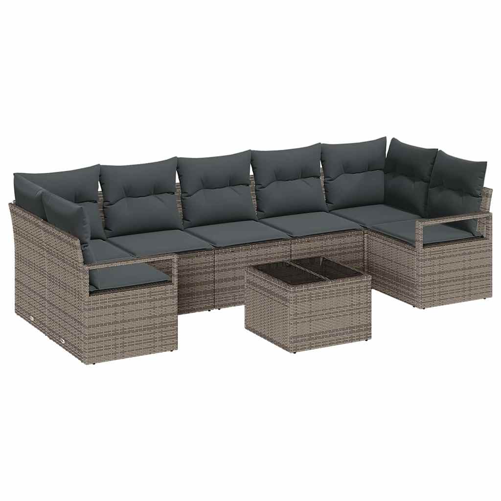Havesofa Sæt 8 stk. 7-Antal sæder Grå polyrattan