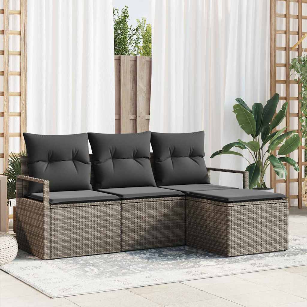 Sofa Sæt 4 stk. Grå polyrattan