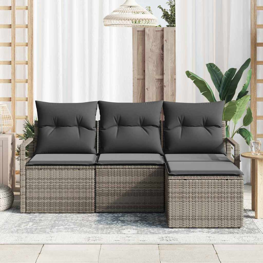Sofa Sæt 4 stk. Grå polyrattan