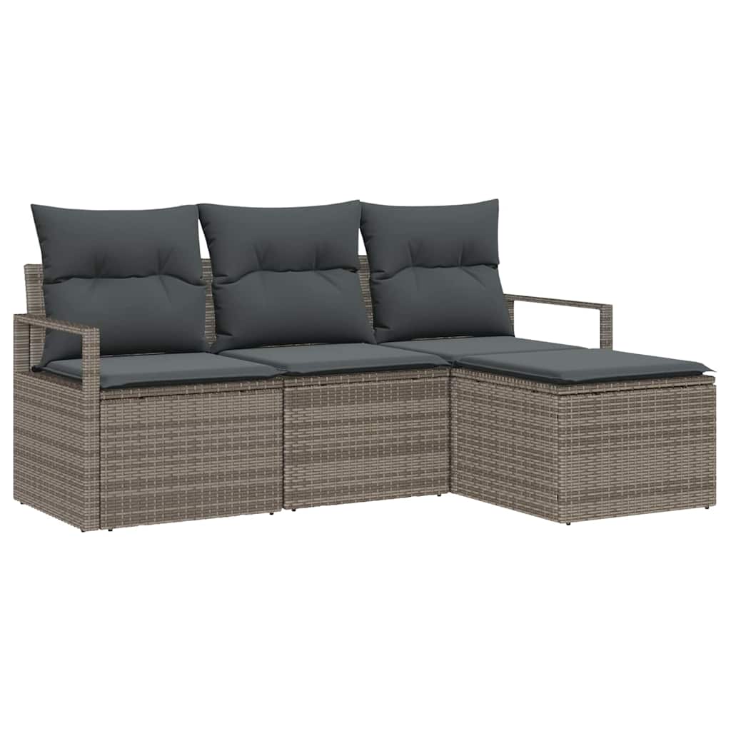 Sofa Sæt 4 stk. Grå polyrattan