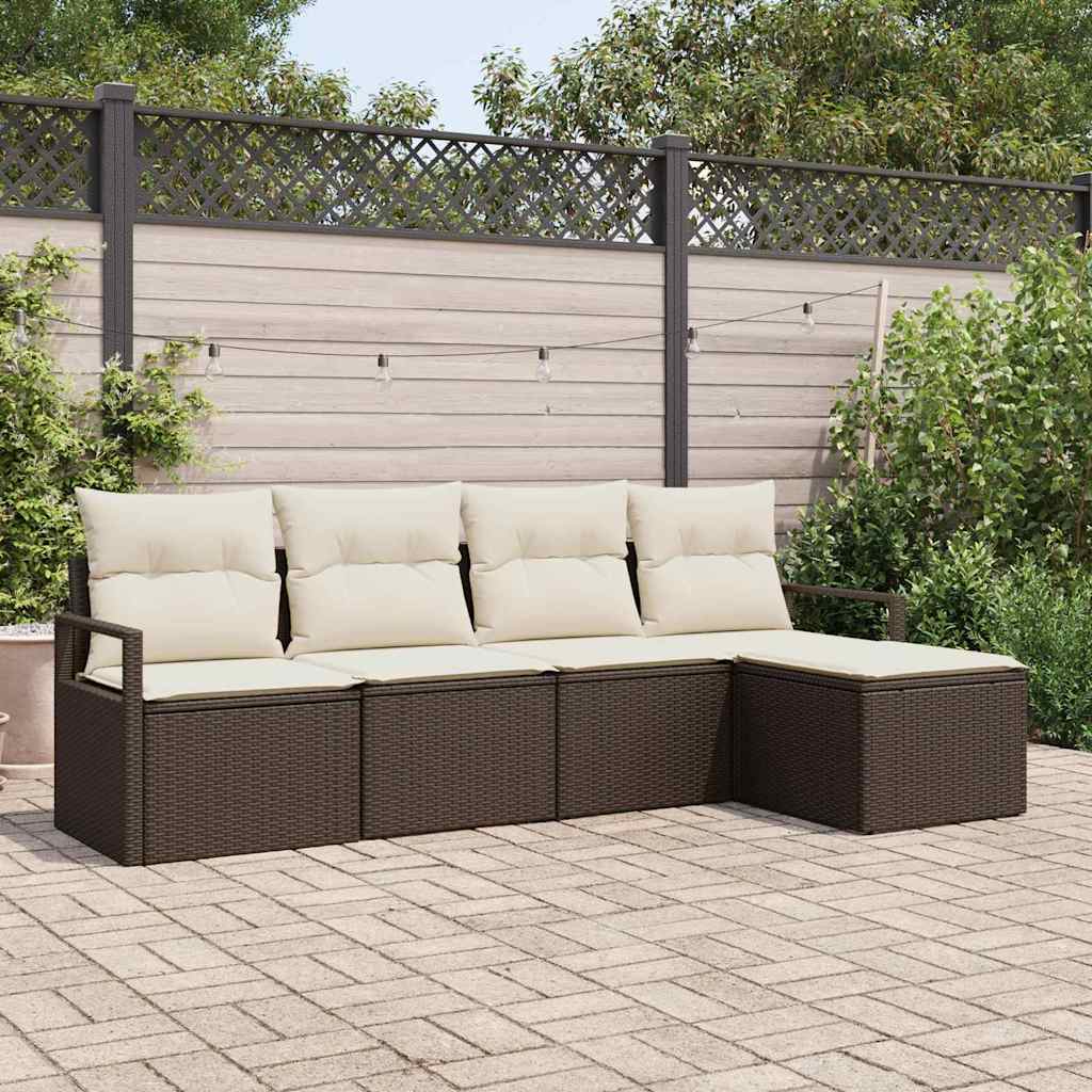 Sofa Sæt 5 stk. Brun og Creme polyrattan