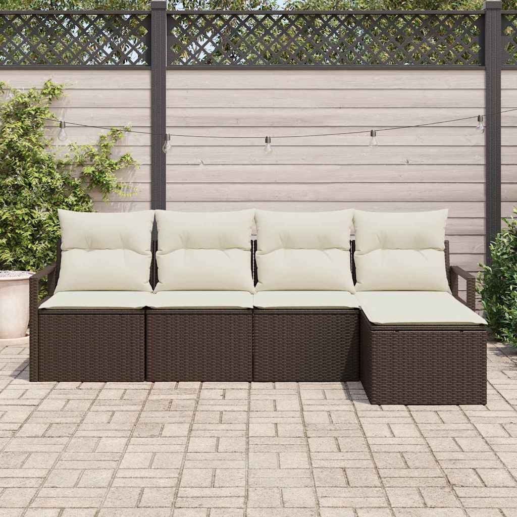 Sofa Sæt 5 stk. Brun og Creme polyrattan