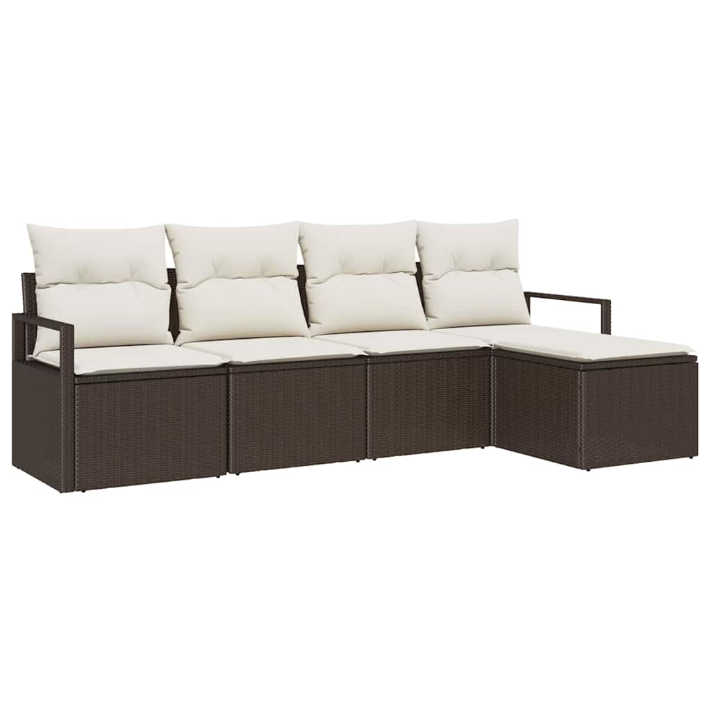 Sofa Sæt 5 stk. Brun og Creme polyrattan