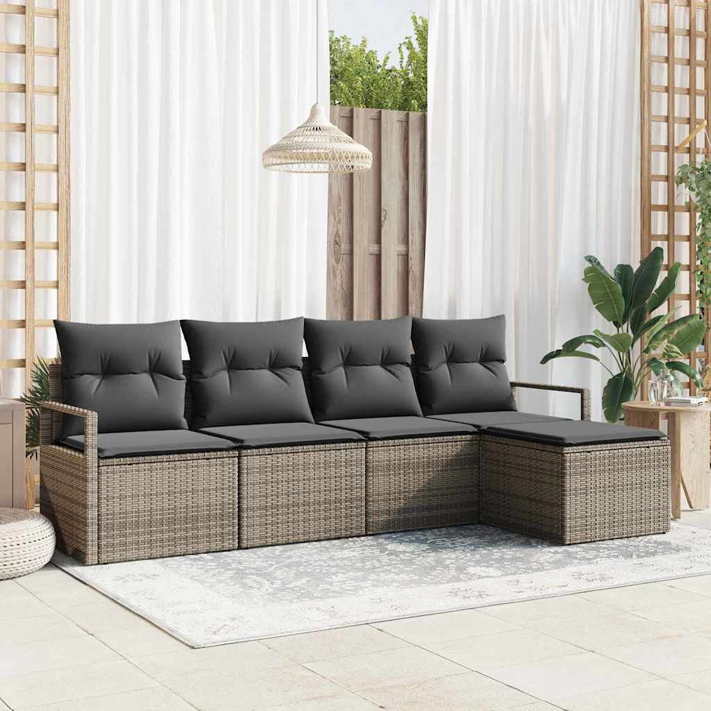 Sofa Sæt 5 stk. Grå polyrattan