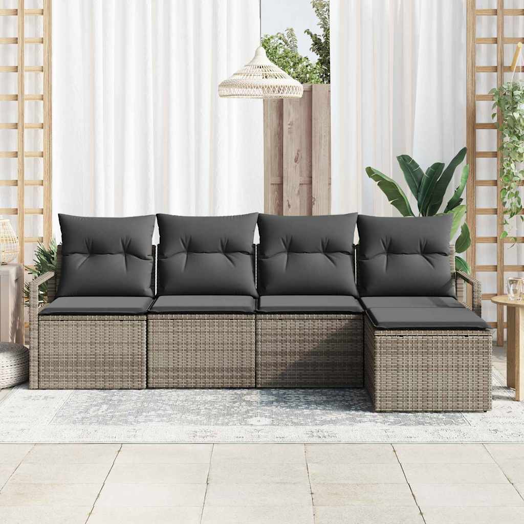 Sofa Sæt 5 stk. Grå polyrattan
