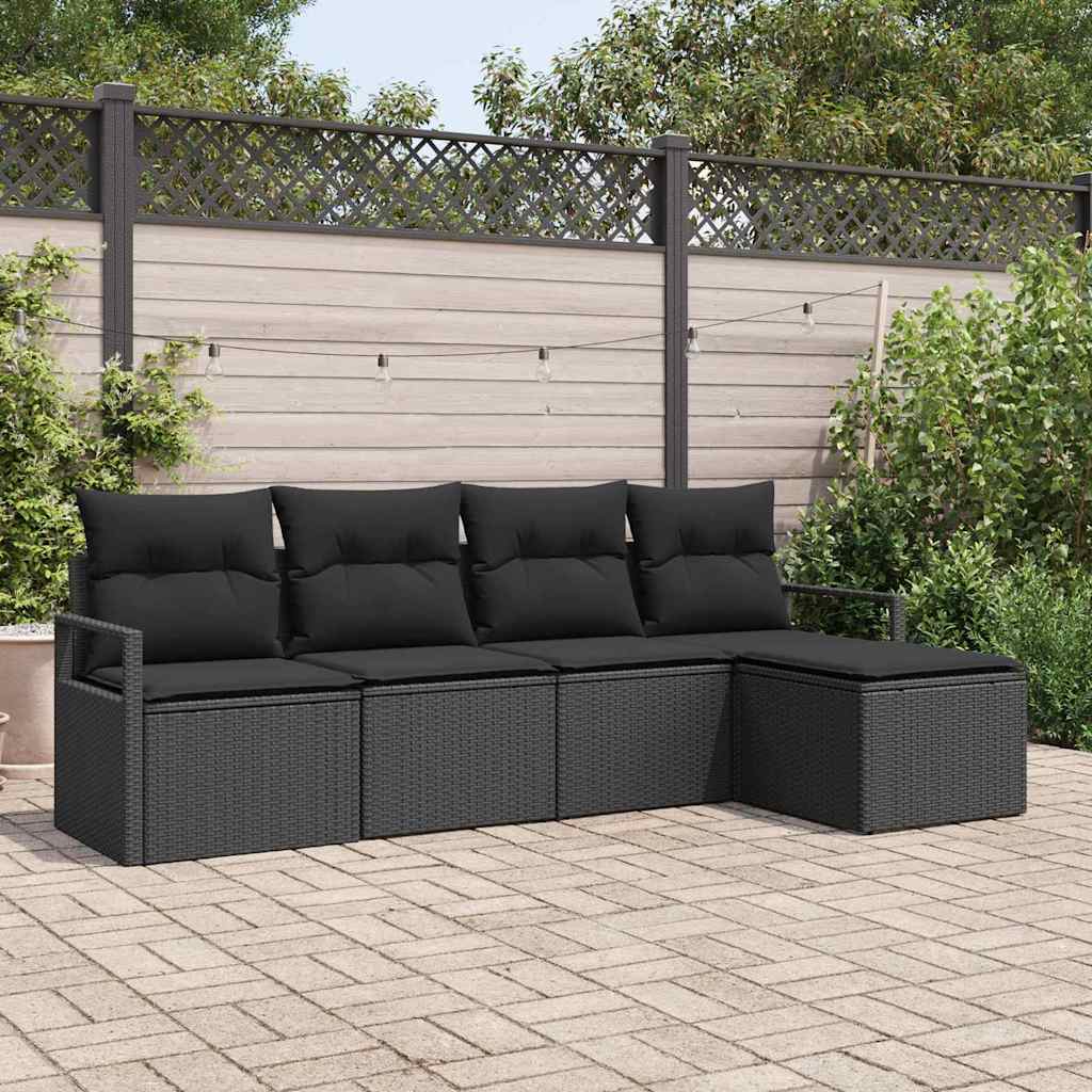 Sofa Sæt 5 stk. Sort polyrattan