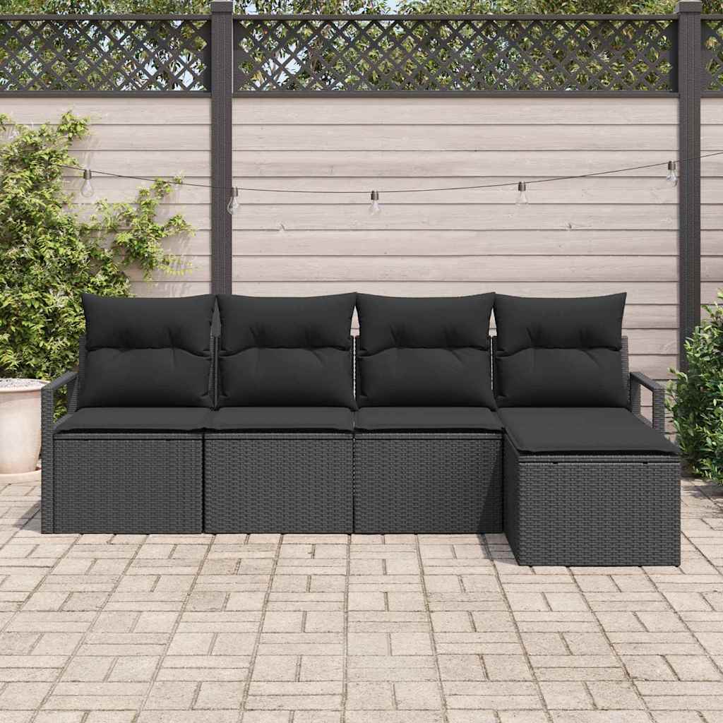 Sofa Sæt 5 stk. Sort polyrattan