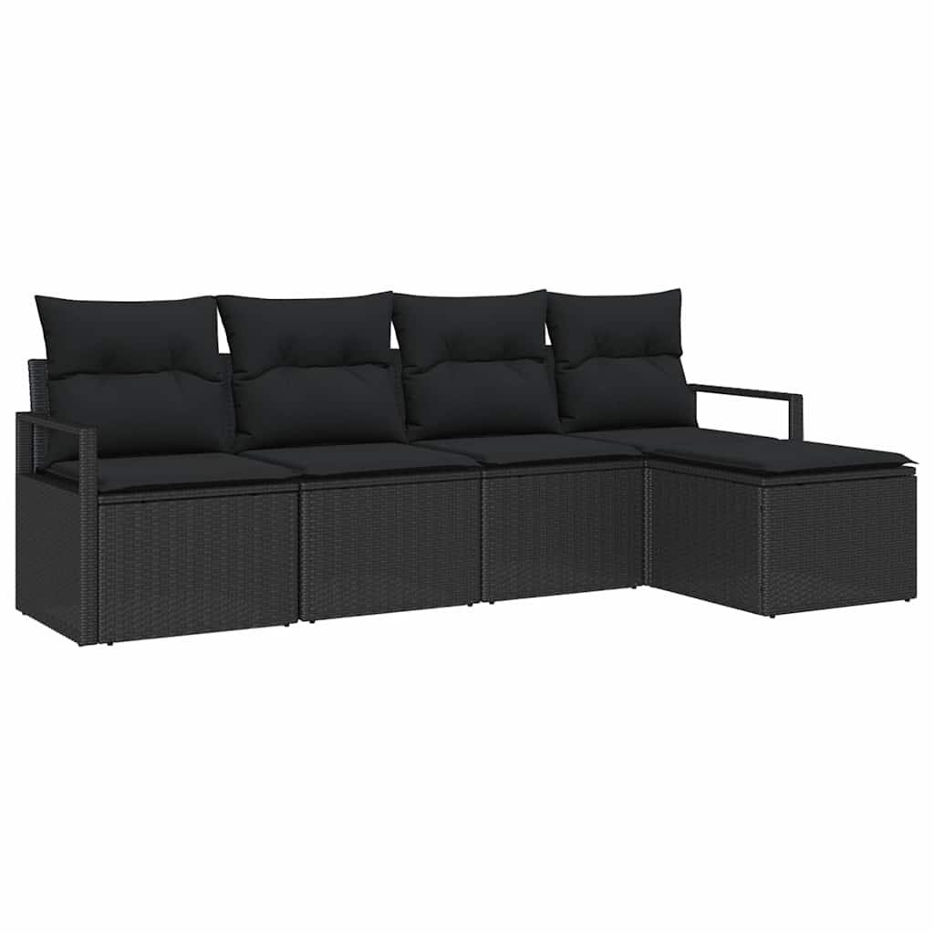 Sofa Sæt 5 stk. Sort polyrattan