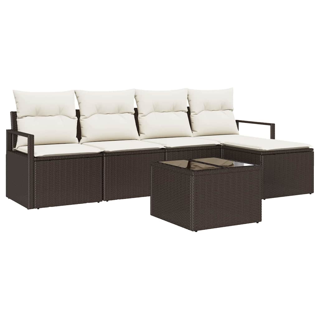 Sofa Sæt 6 stk. Brun og Creme polyrattan
