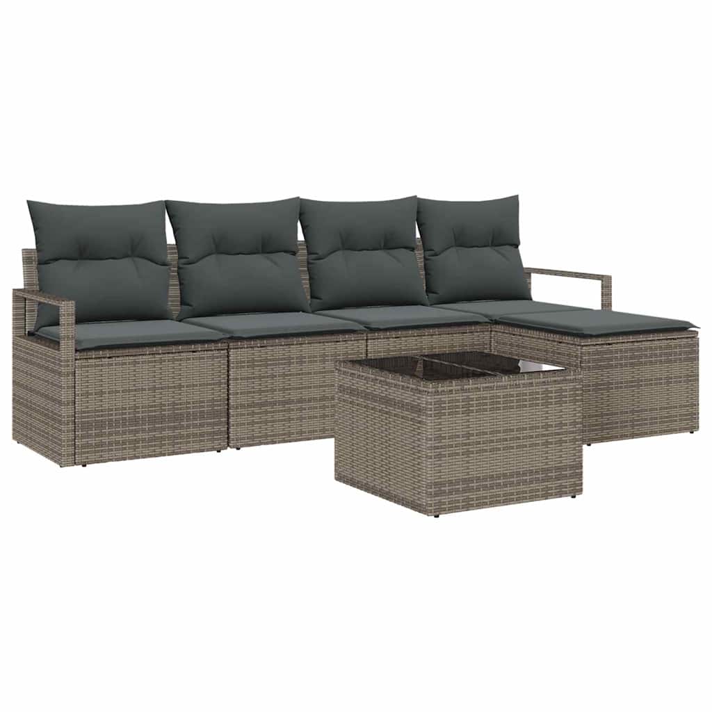 Sofa Sæt 6 stk. Lysegrå polyrattan