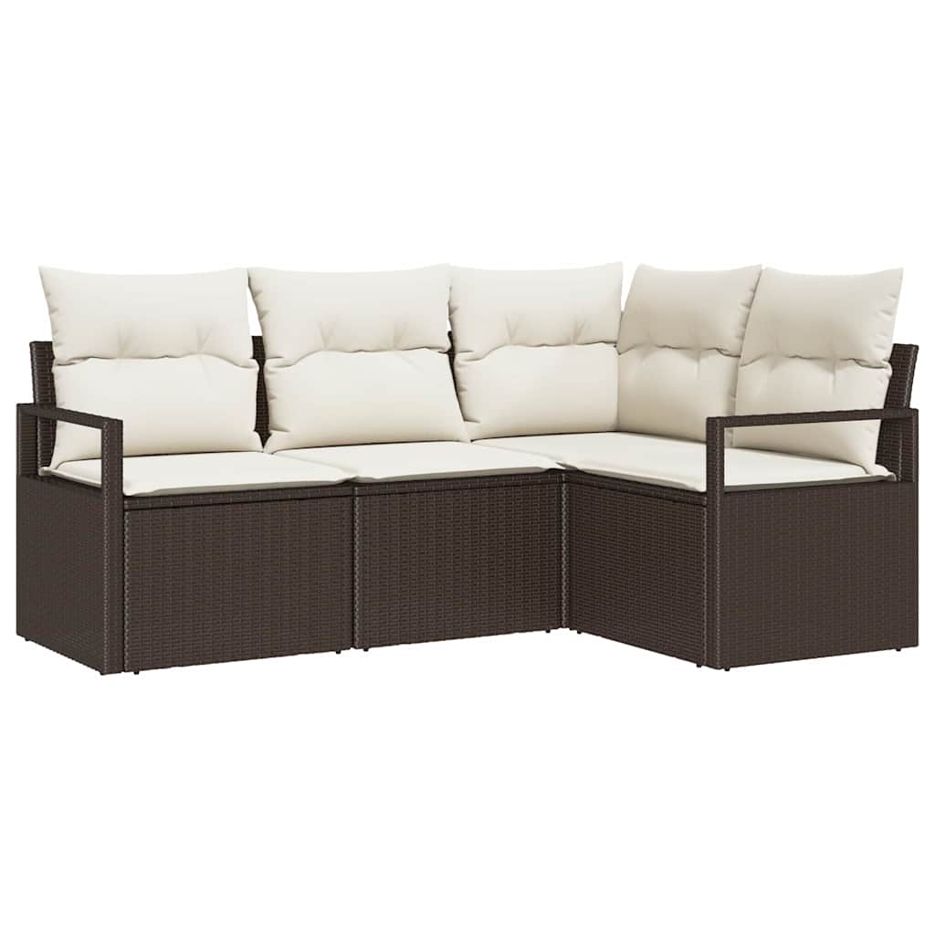 Sofa Sæt 4 stk. Brun og Creme polyrattan