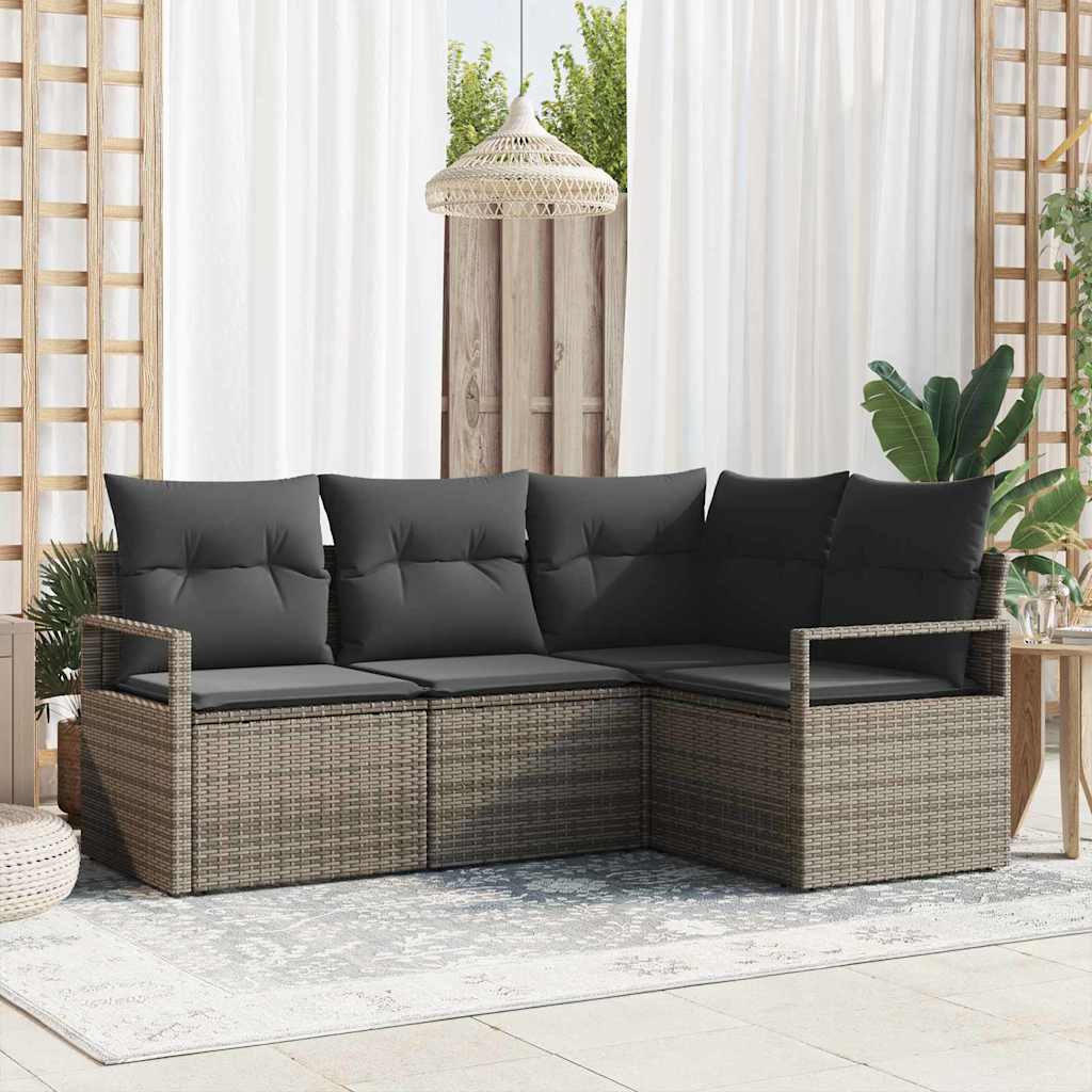 Sofa Sæt 4 stk. Grå polyrattan