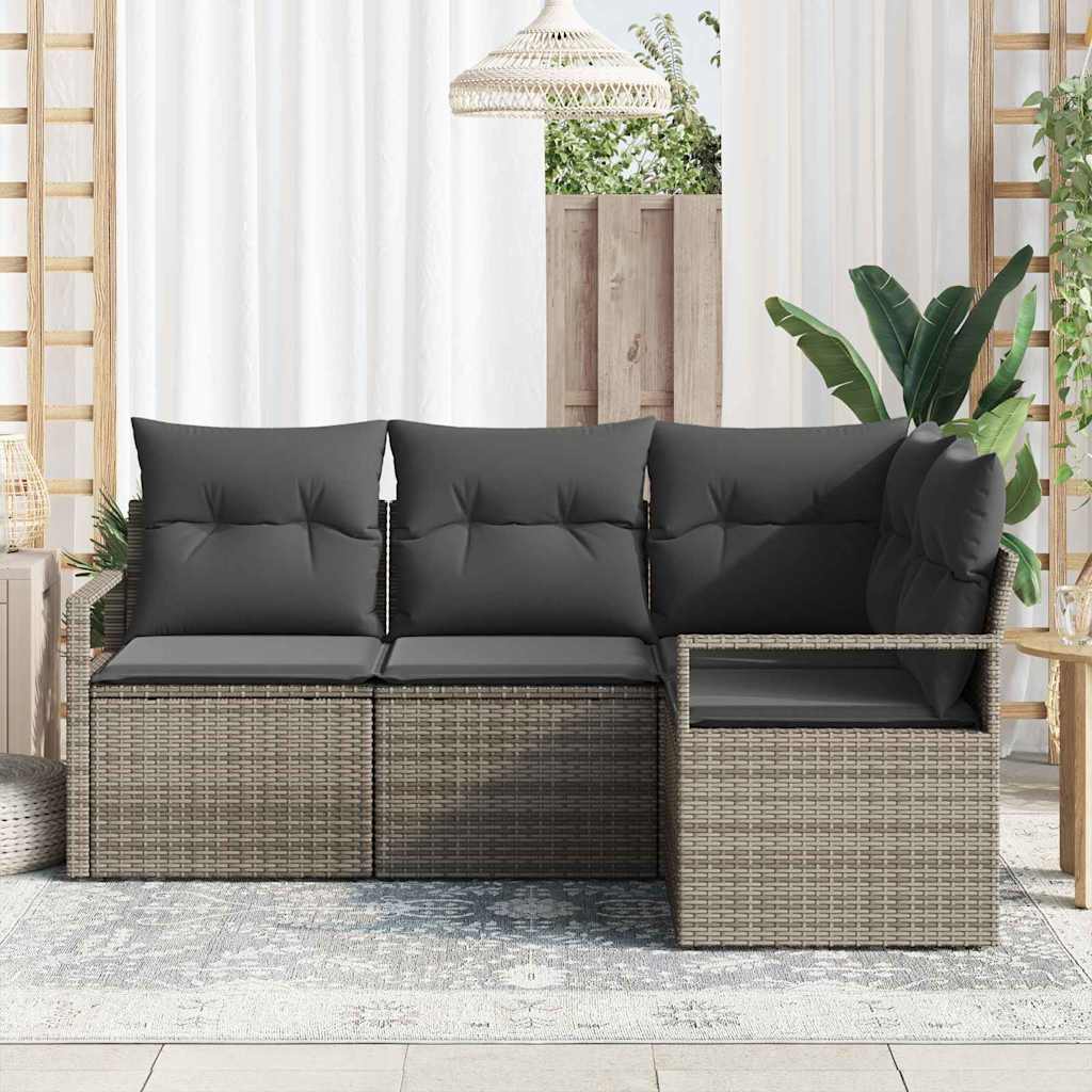 Sofa Sæt 4 stk. Grå polyrattan