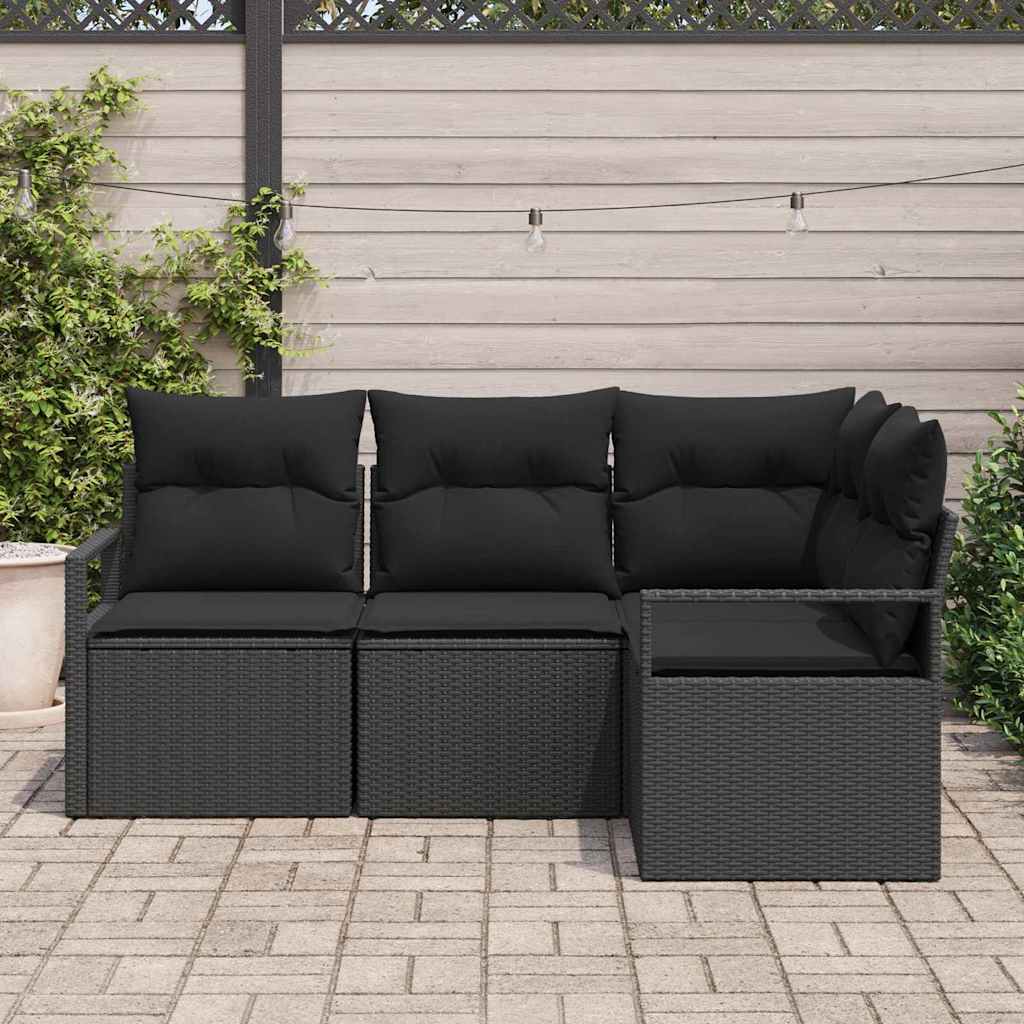 Sofa Sæt 4 stk. Sort polyrattan