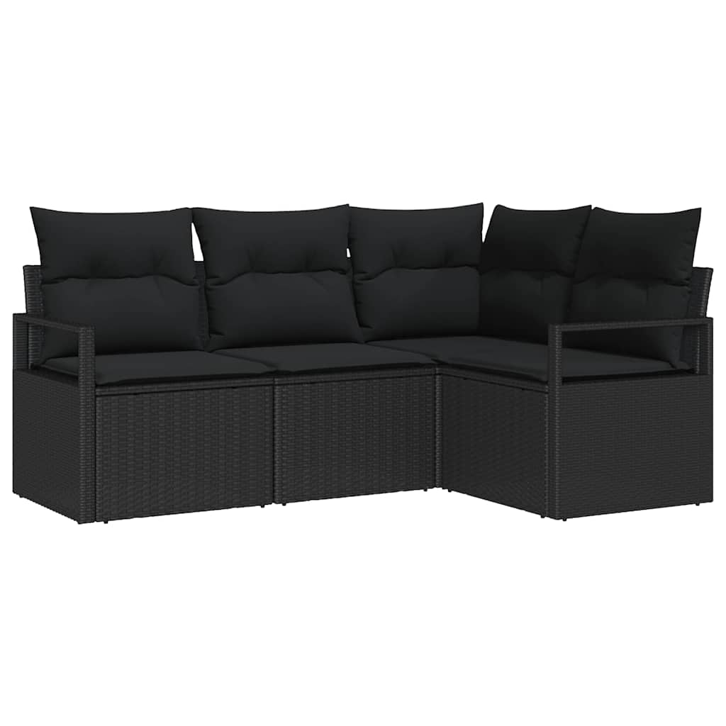 Sofa Sæt 4 stk. Sort polyrattan