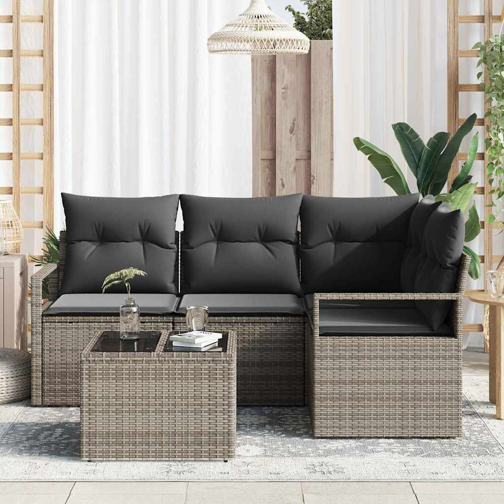 Sofa Sæt 5 stk. Lysegrå polyrattan