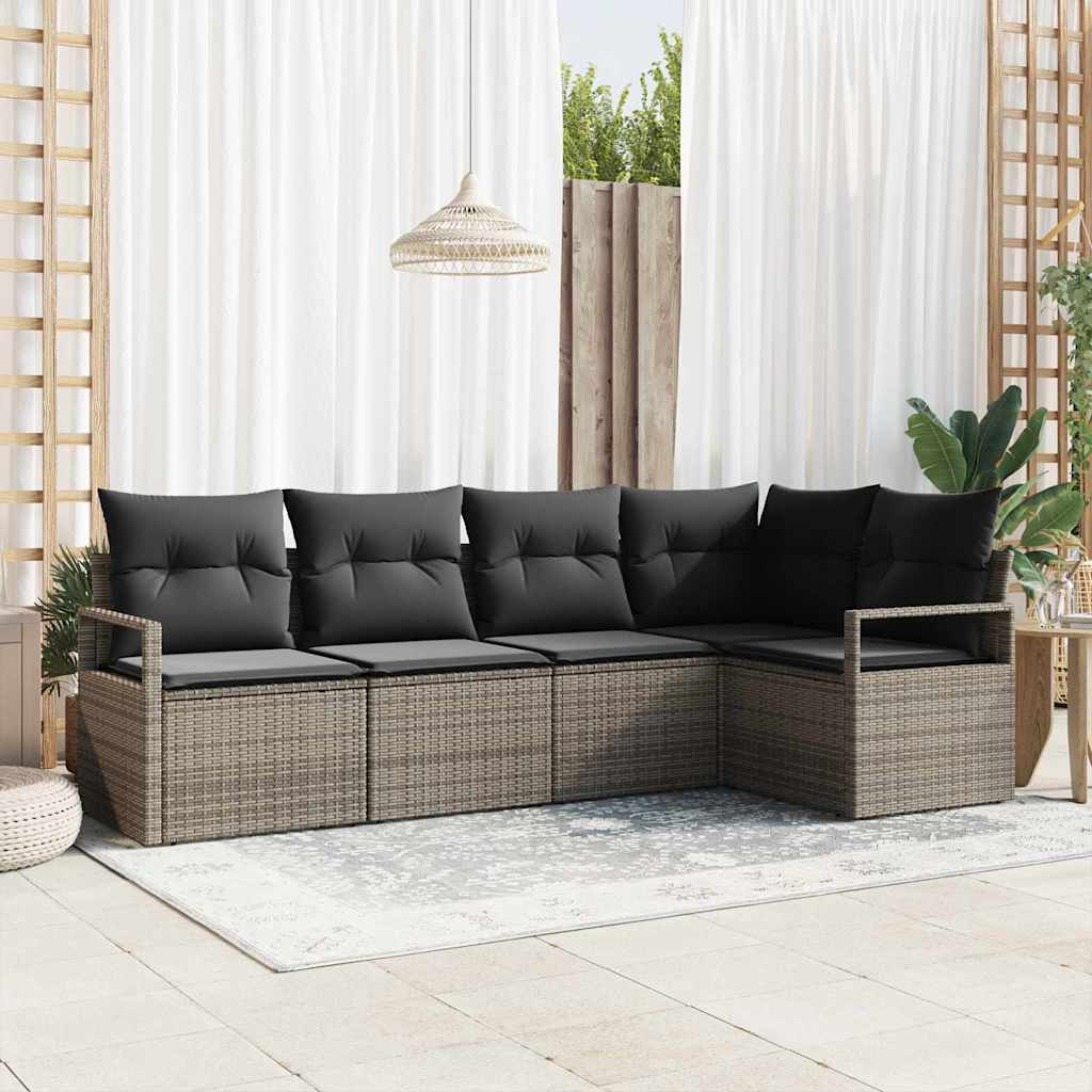 Havesofa Sæt 5 stk. Grå polyrattan