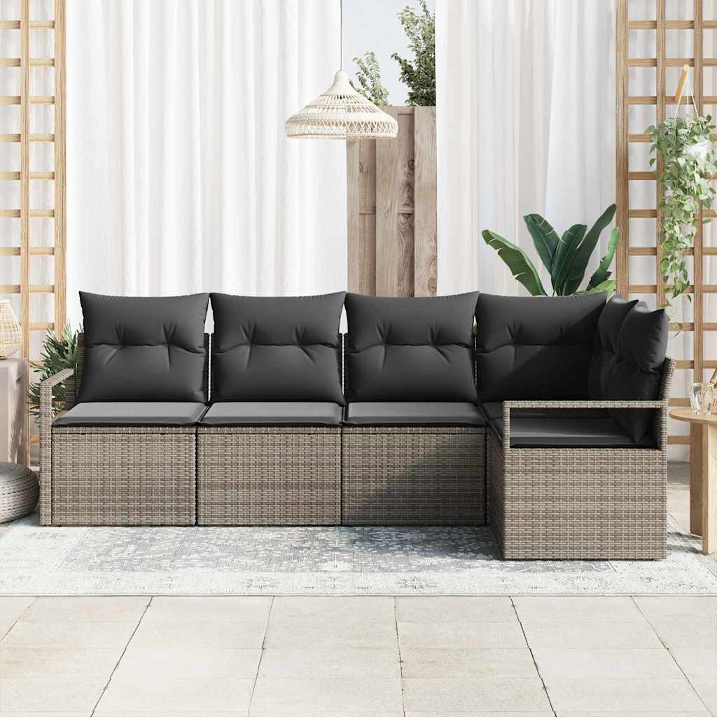 Havesofa Sæt 5 stk. Grå polyrattan