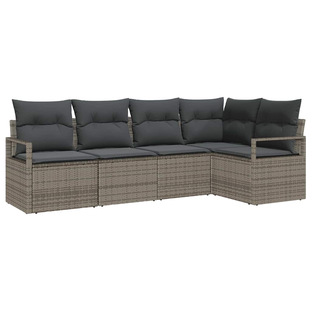 Havesofa Sæt 5 stk. Grå polyrattan