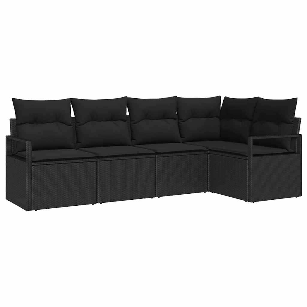 Havesofa Sæt 5 stk. Sort polyrattan