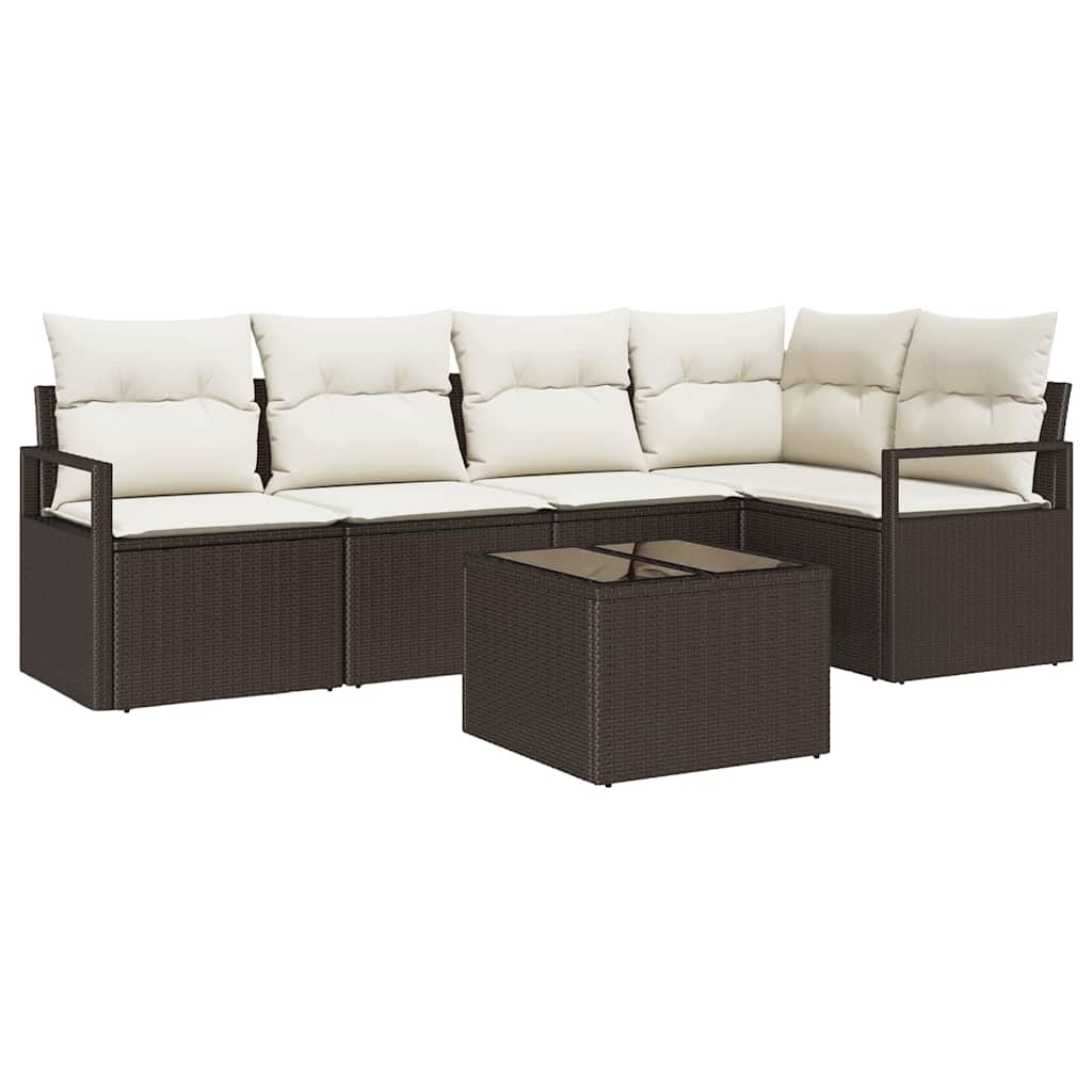 Havesofa Sæt 6 stk. Brun og Creme polyrattan