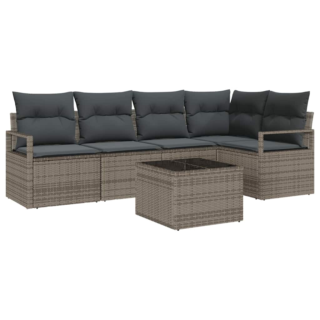 Havesofa Sæt 6 stk. Lysegrå polyrattan