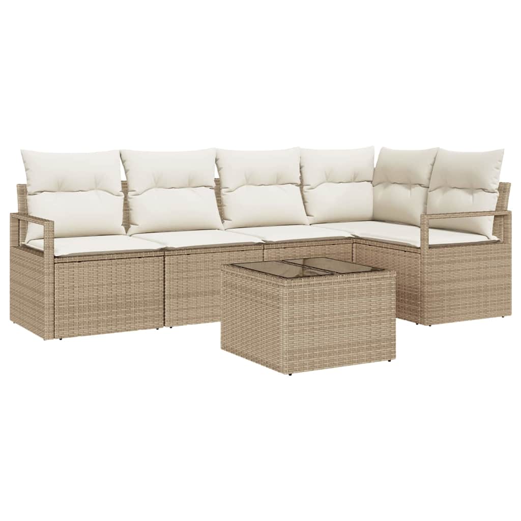 Havesofa Sæt 6 stk. Beige og creme polyrattan