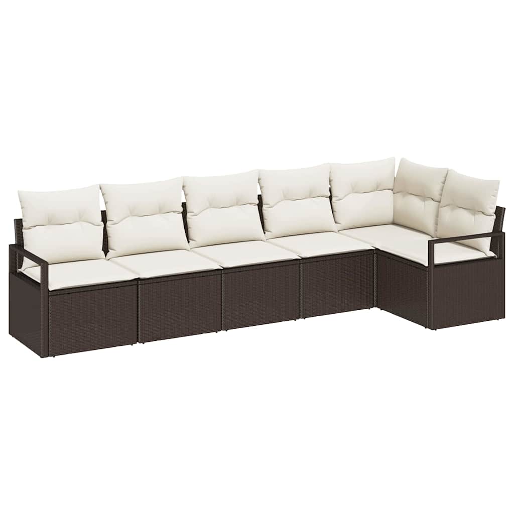 Havesofa Sæt 6 stk. Brun og hvid polyrattan