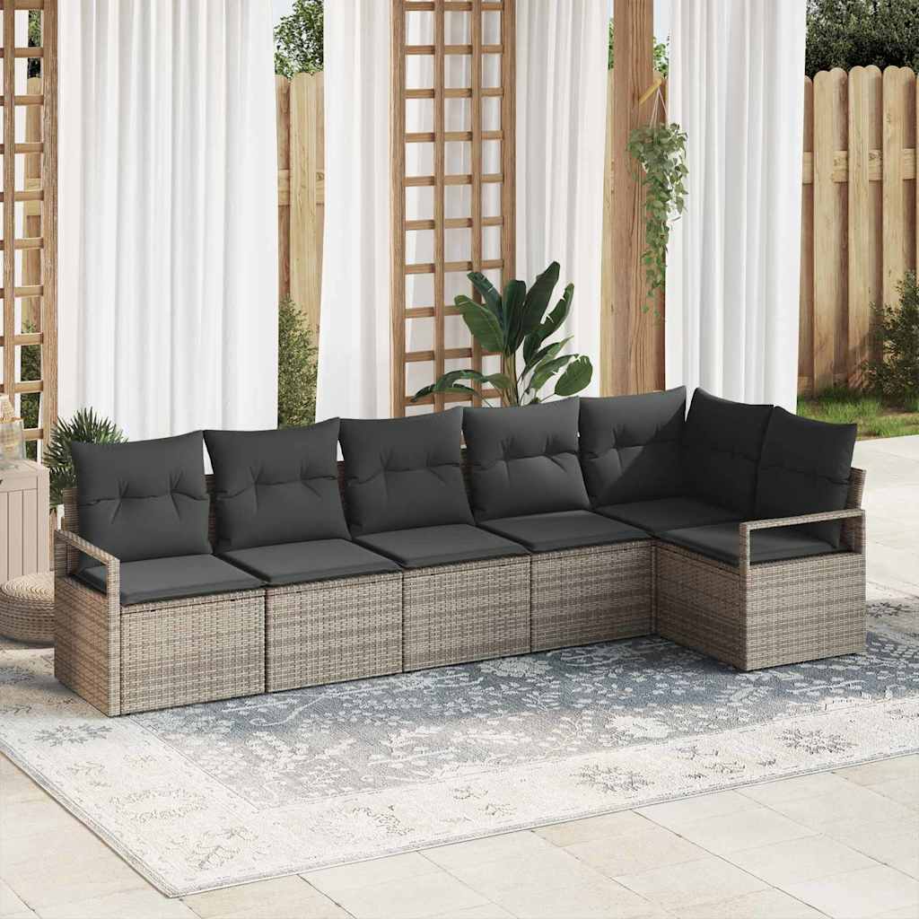 Havesofa Sæt 6 stk. Grå polyrattan