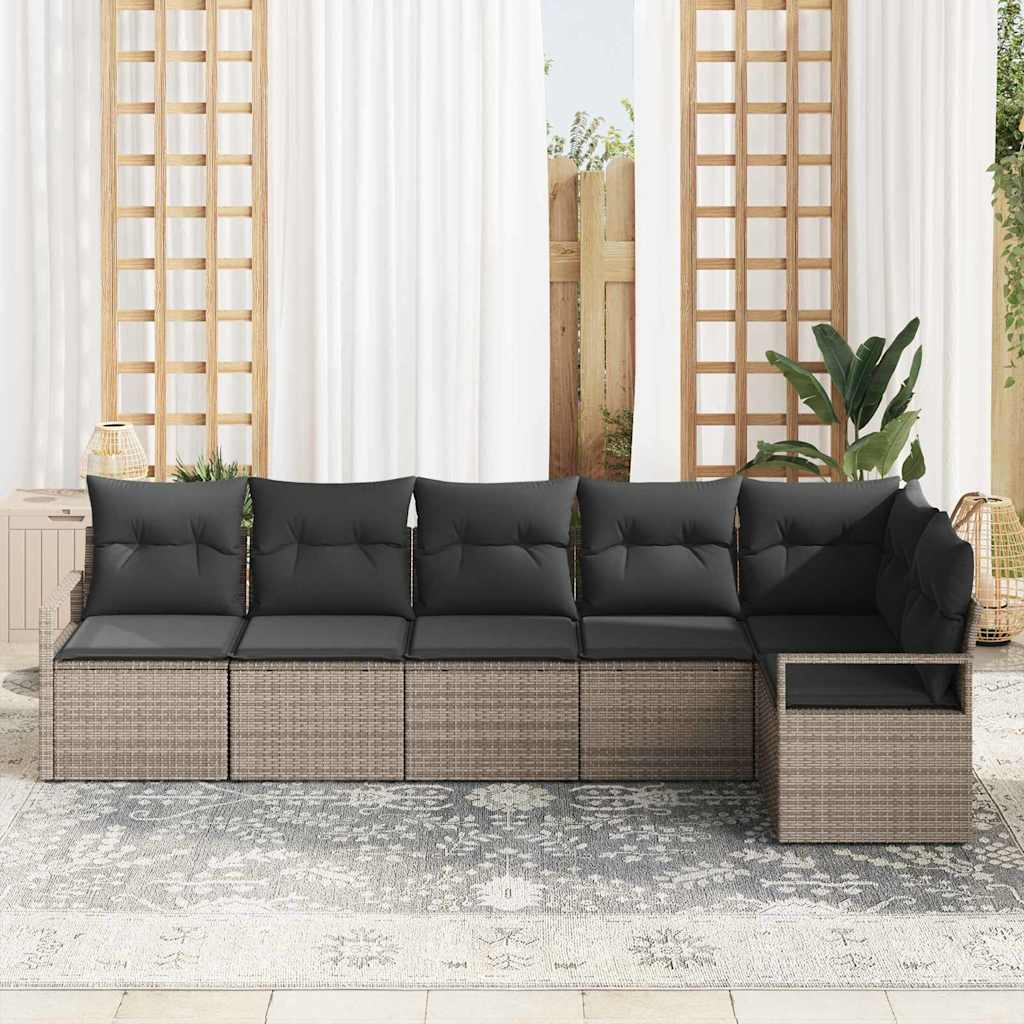 Havesofa Sæt 6 stk. Grå polyrattan