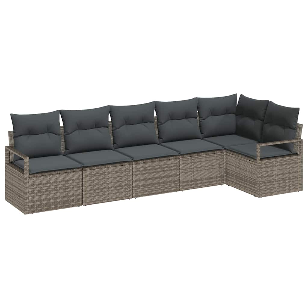 Havesofa Sæt 6 stk. Grå polyrattan