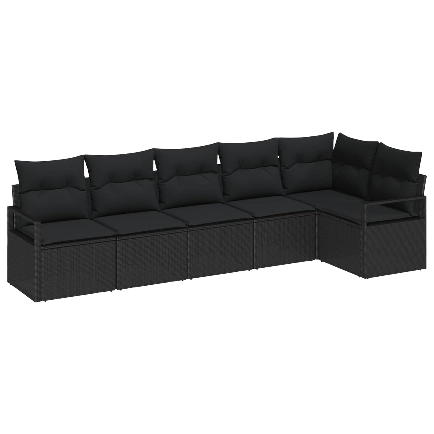 Havesofa Sæt 6 stk. Sort polyrattan