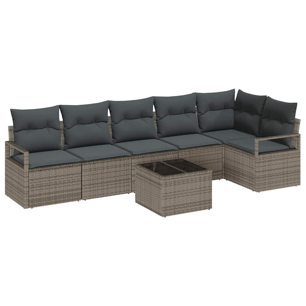 Havesofa Sæt 7 stk. Lysegrå polyrattan