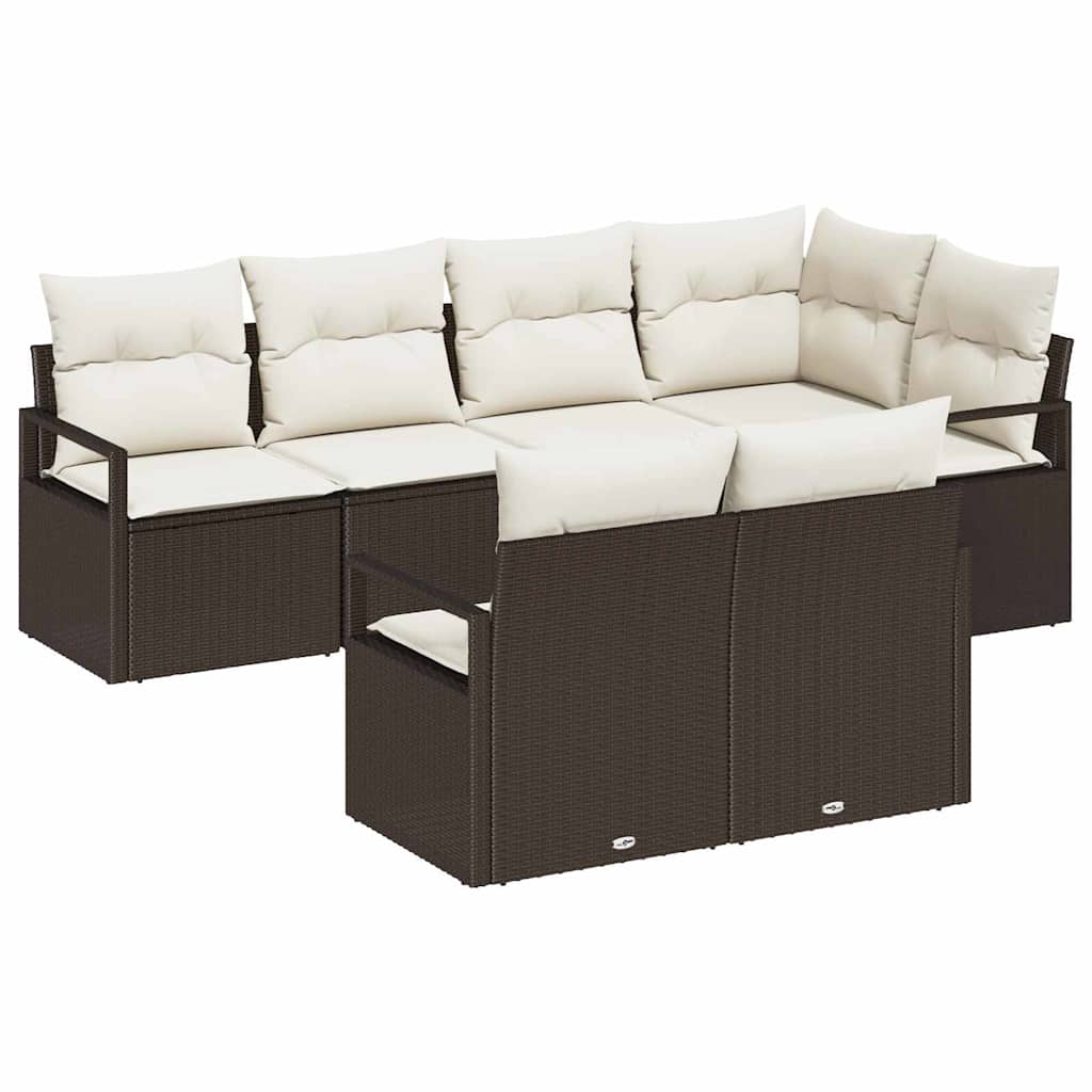 Havesofa Sæt 7 stk. Brun og hvid polyrattan
