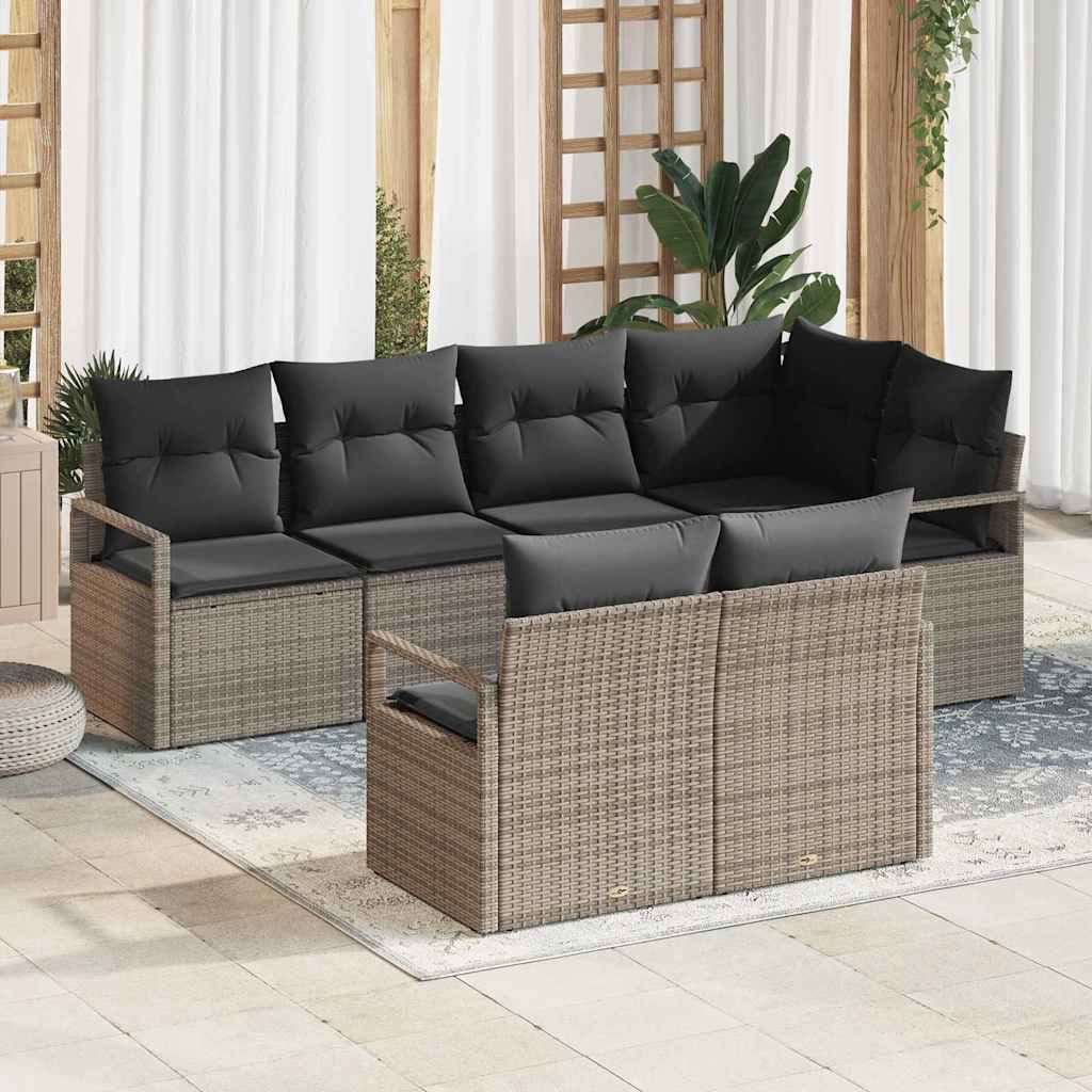 Havesofa Sæt 7 stk. Grå polyrattan