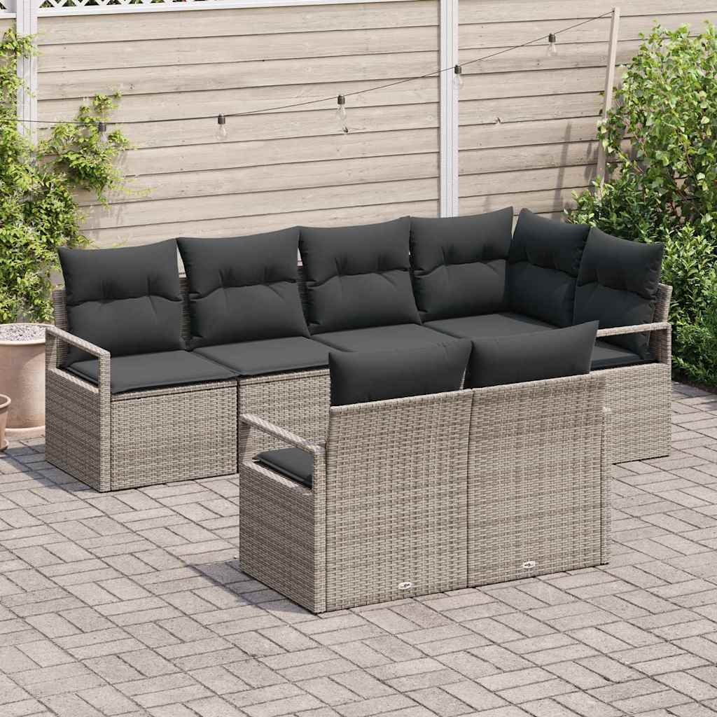 Havesofa Sæt 7 stk. Grå polyrattan