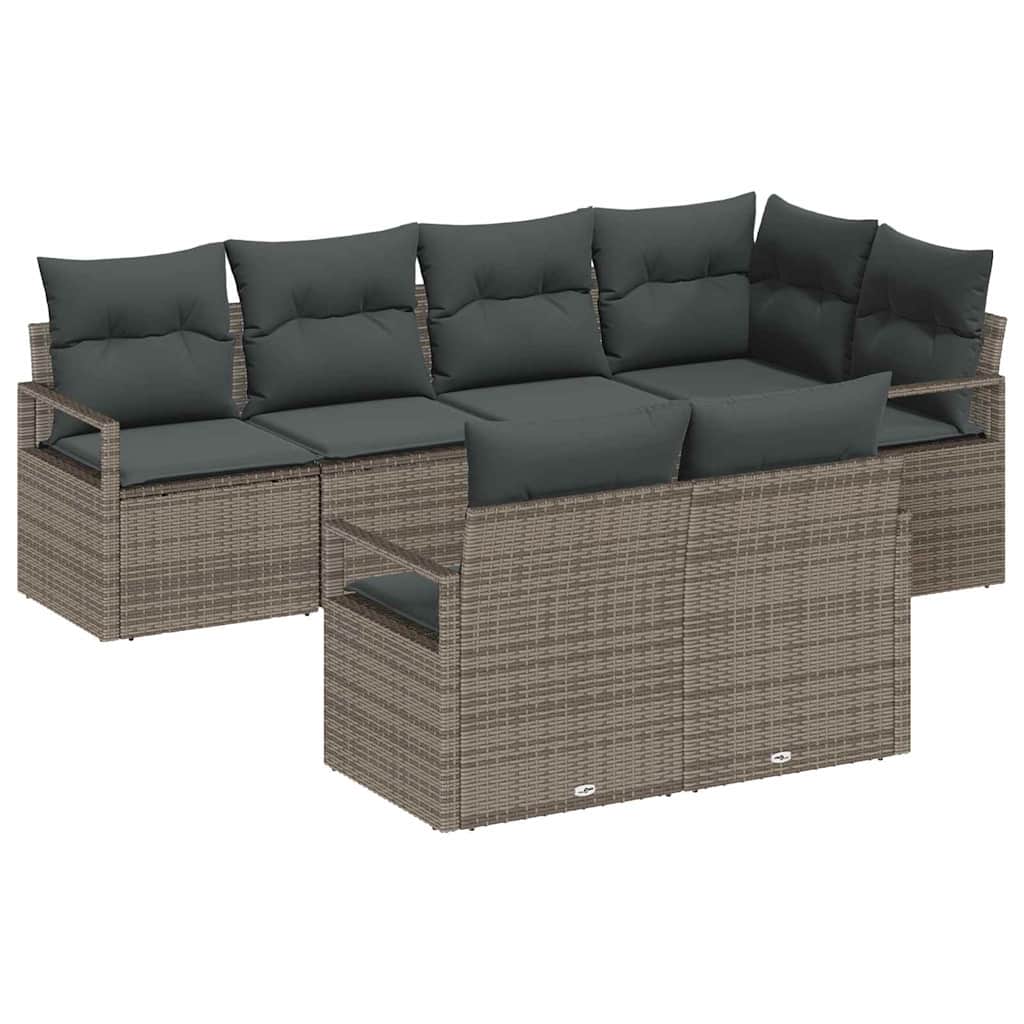 Havesofa Sæt 7 stk. Grå polyrattan