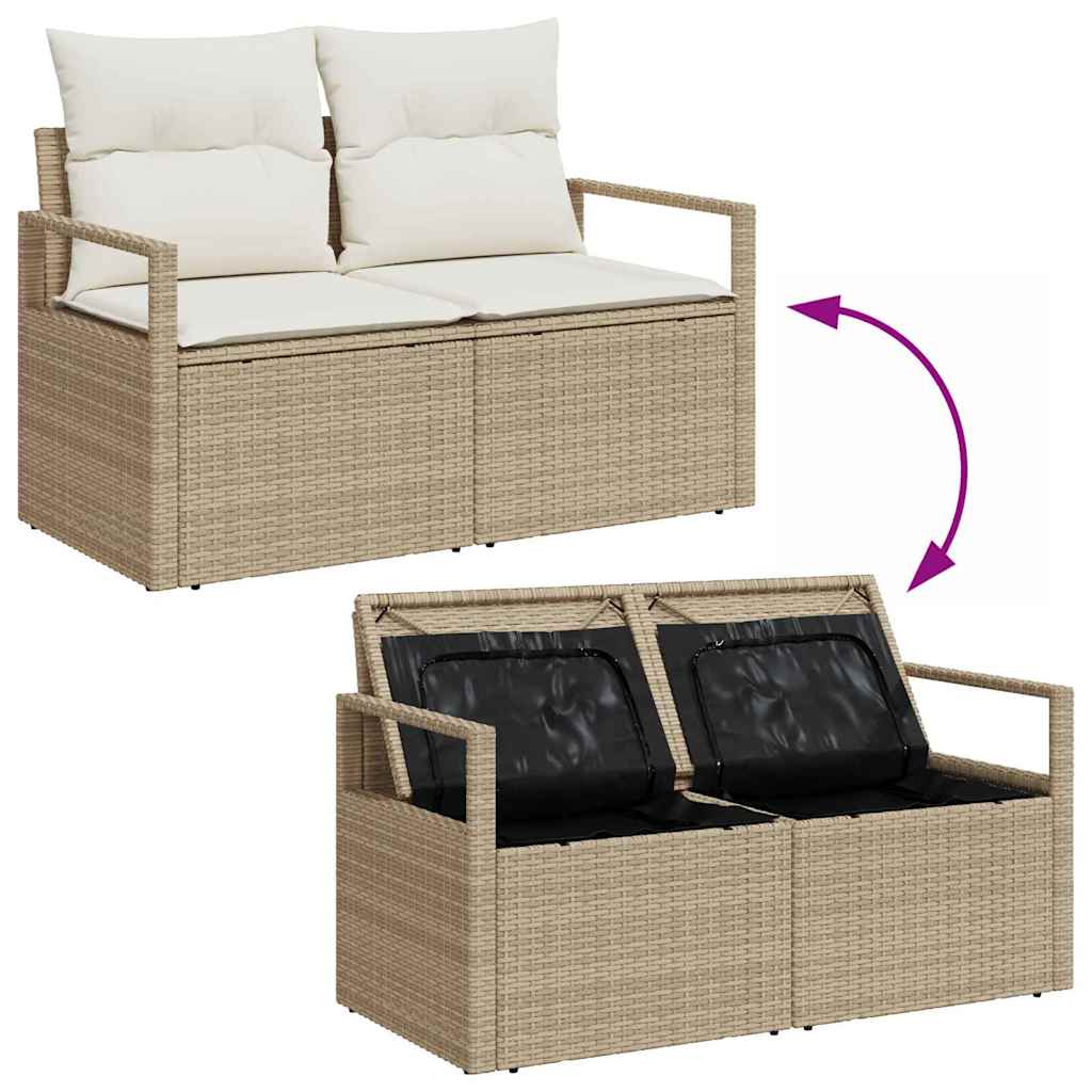 Havesofa Sæt 7 stk. Beige og hvid polyrattan