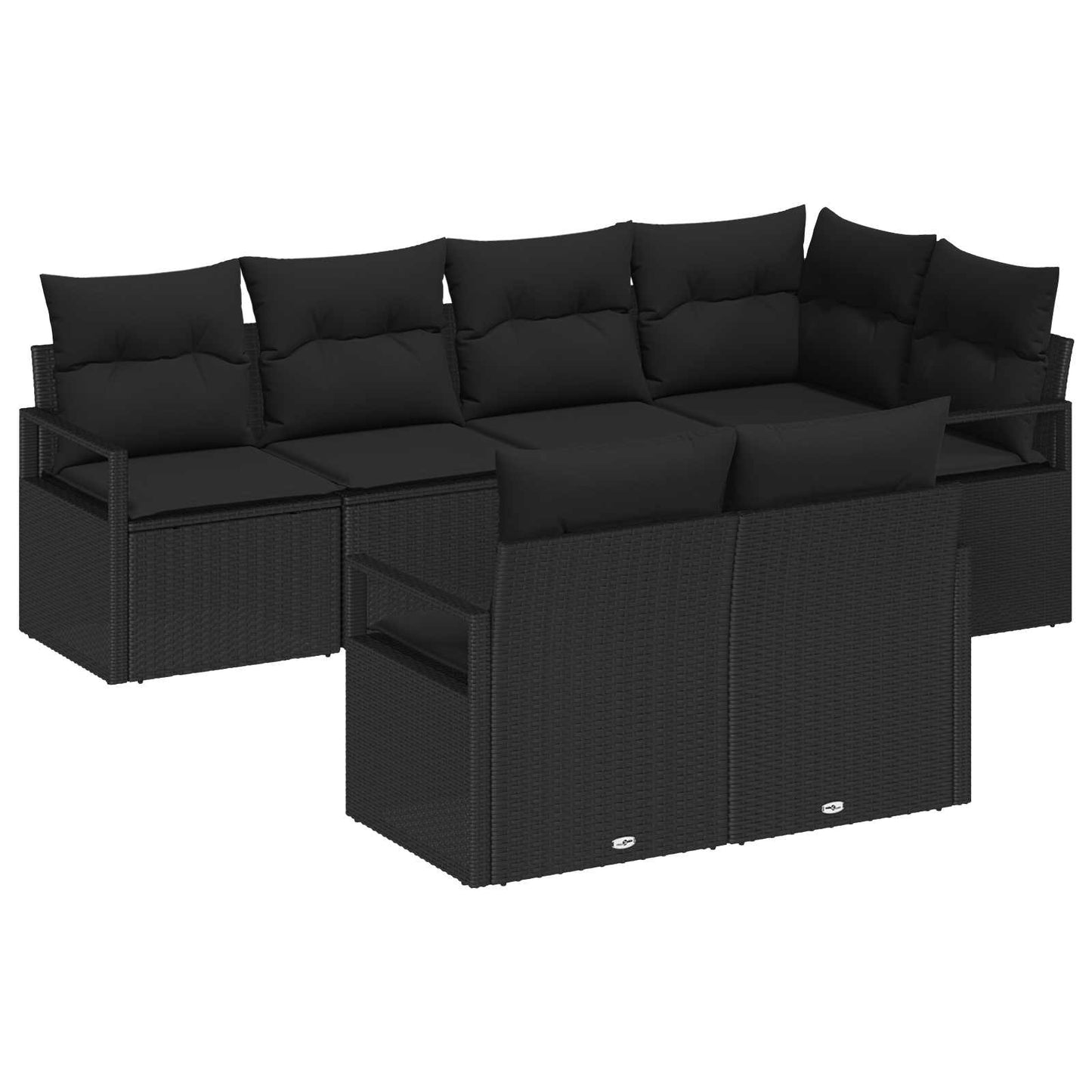 Havesofa Sæt 7 stk. Sort polyrattan