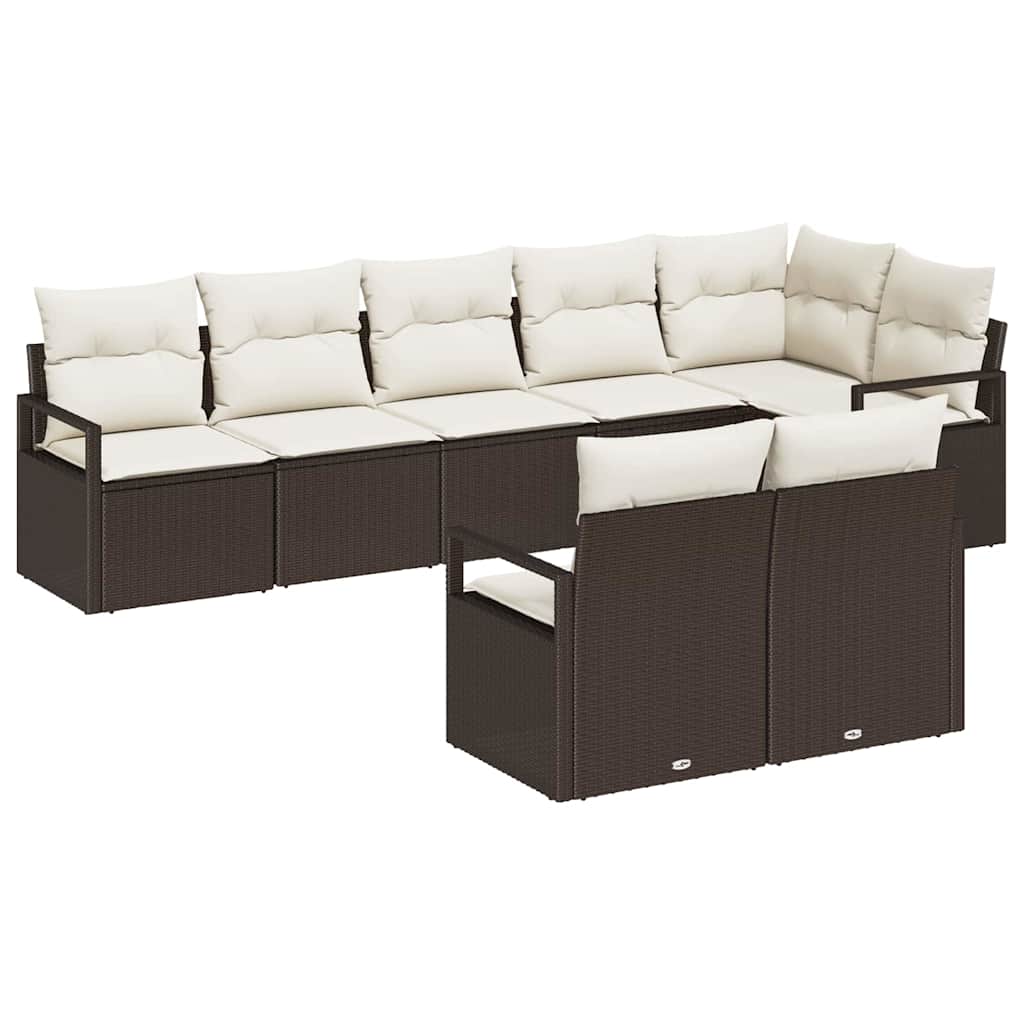 Havesofa Sæt 8 stk. Brun og hvid polyrattan