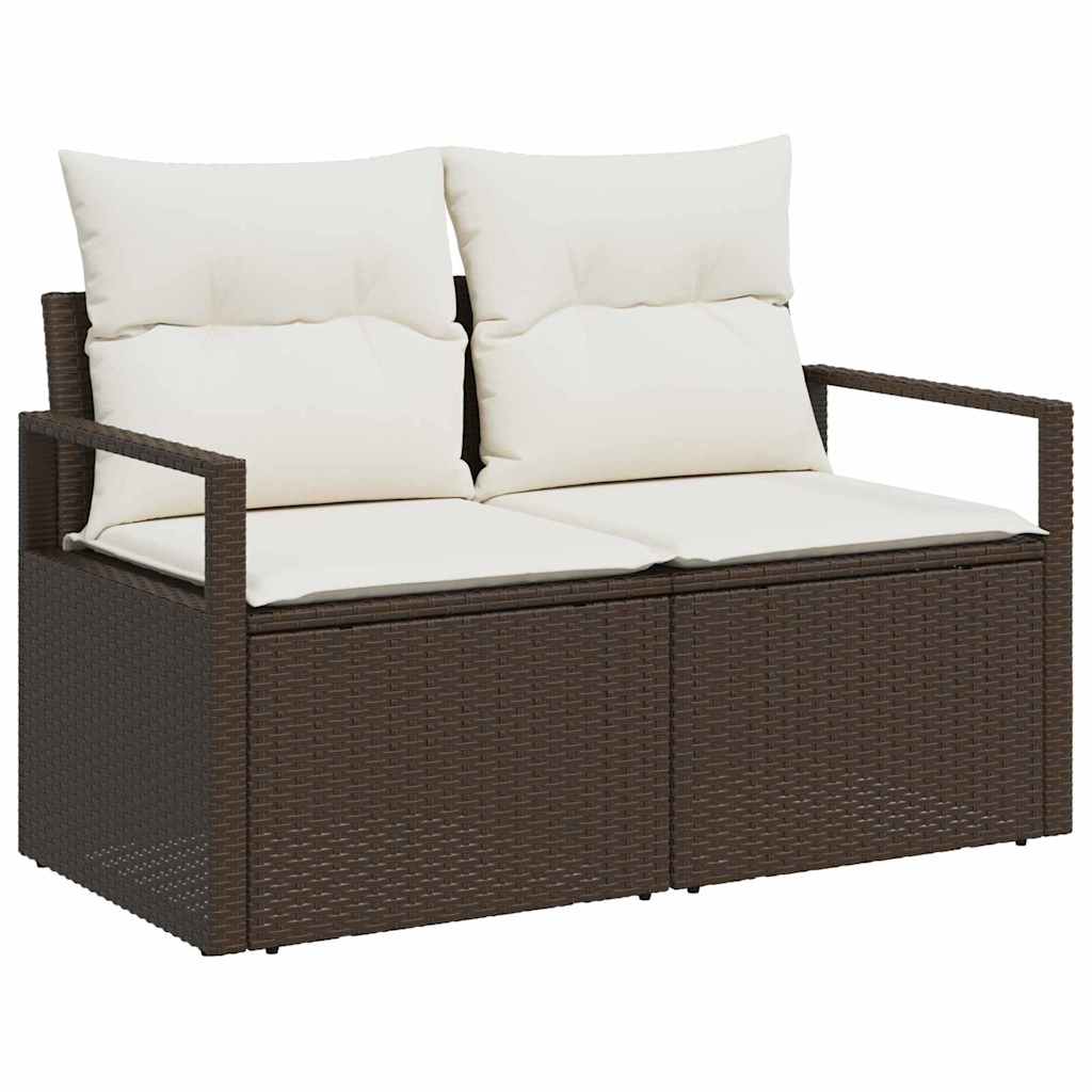 Havesofa Sæt 8 stk. Brun og hvid polyrattan