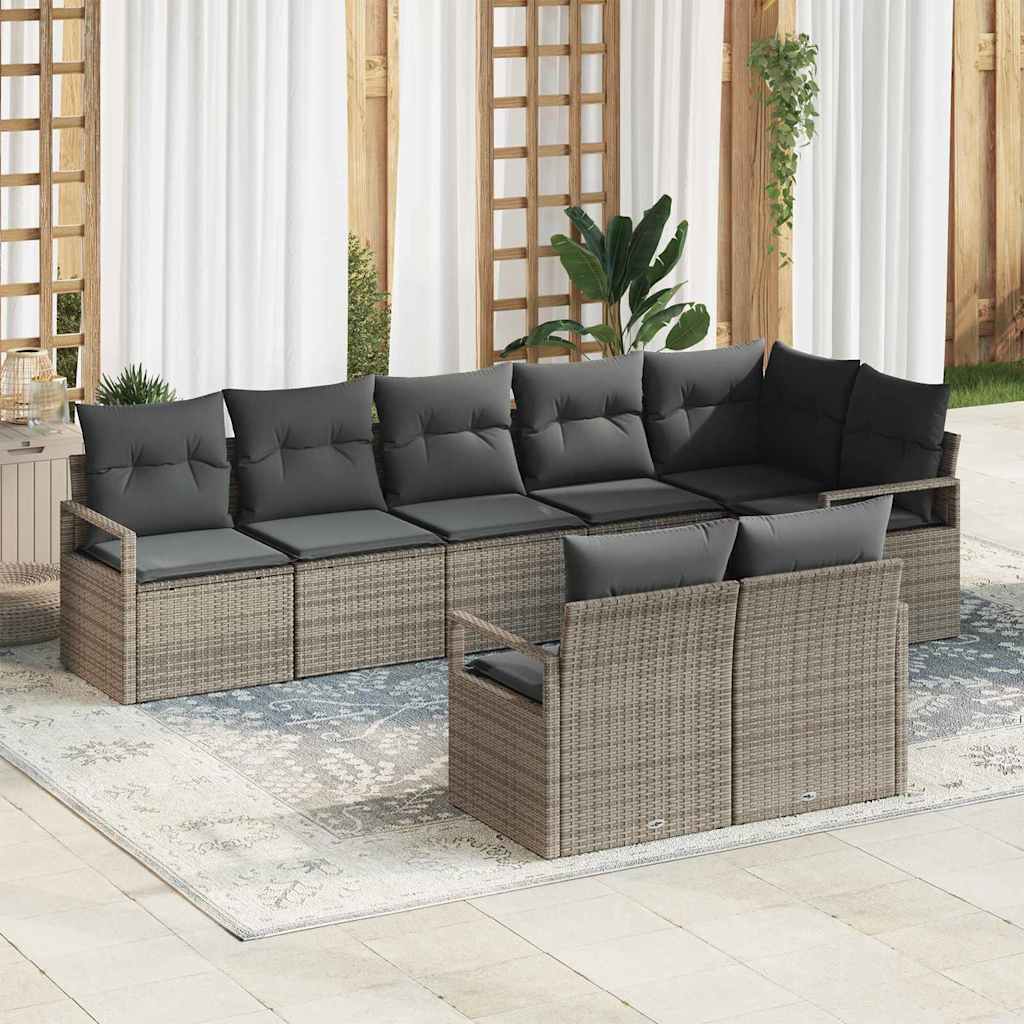Havesofa Sæt 8 stk. Grå polyrattan