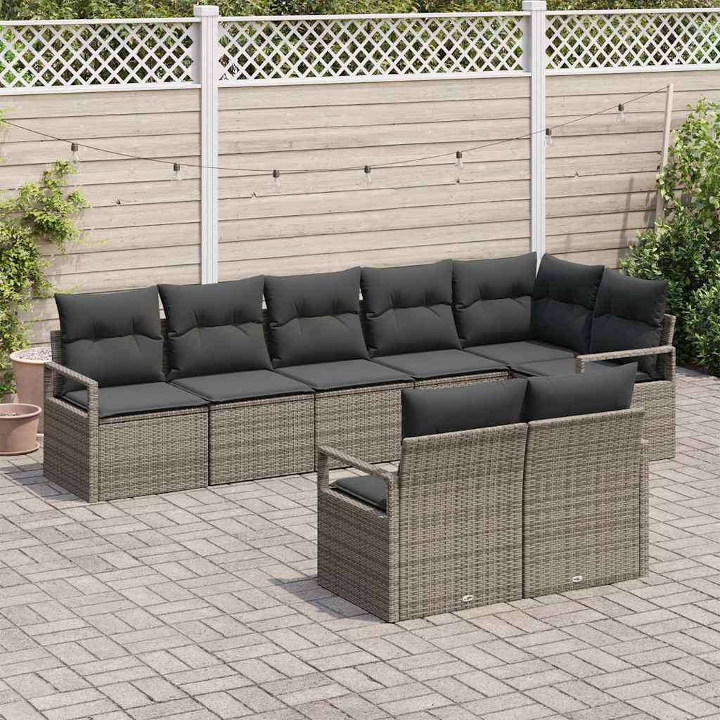 Havesofa Sæt 8 stk. Grå polyrattan