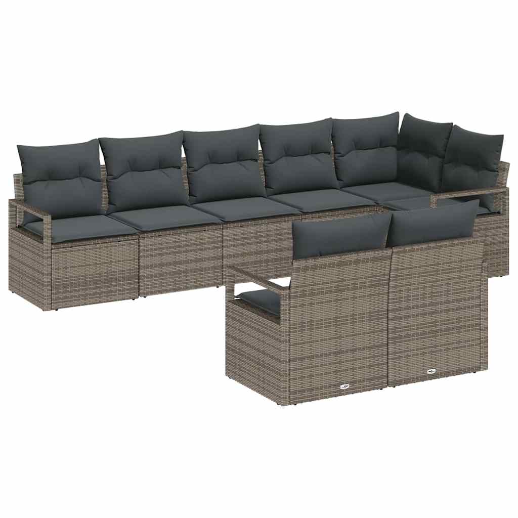 Havesofa Sæt 8 stk. Grå polyrattan