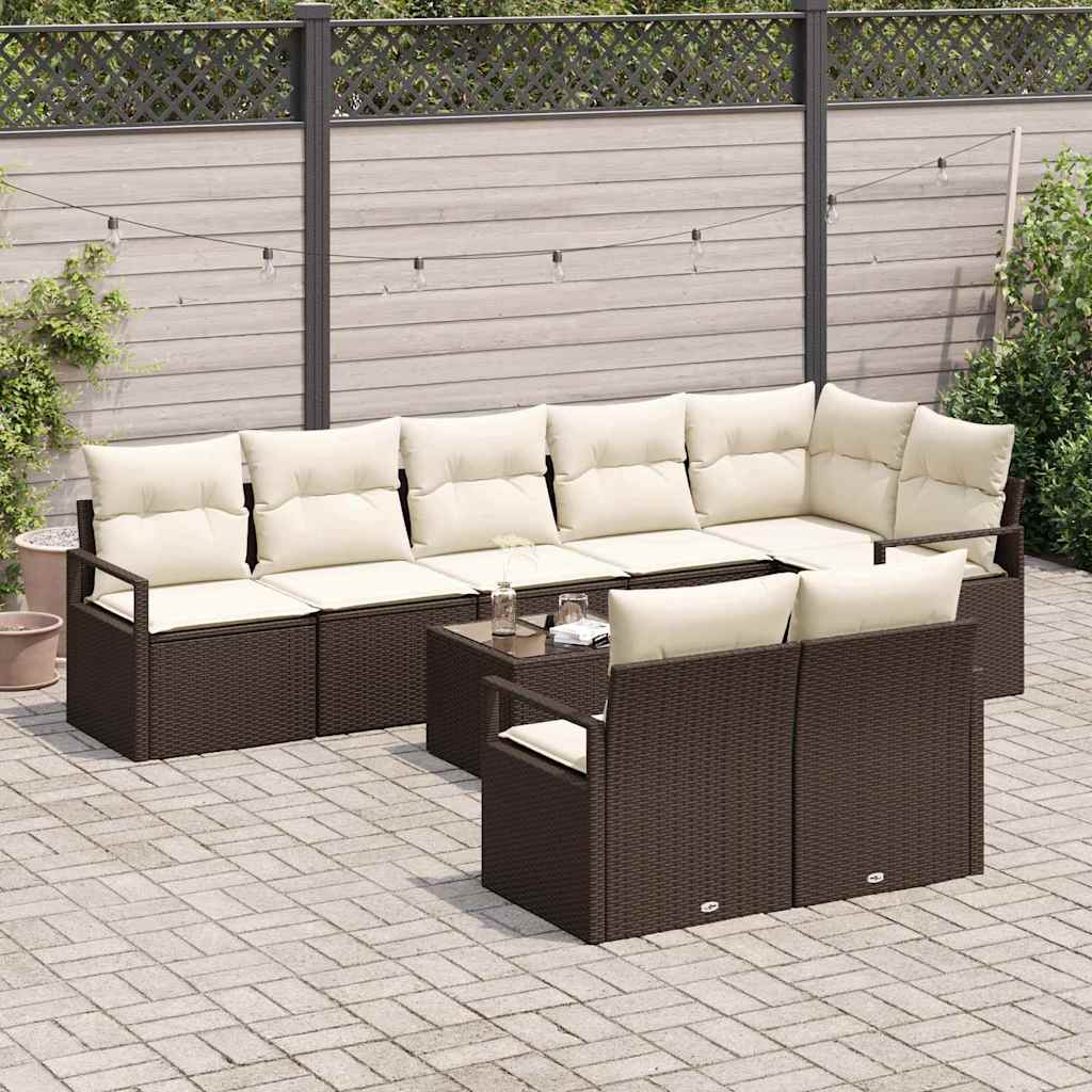 Havesofa Sæt 9 stk. Brun og Creme polyrattan
