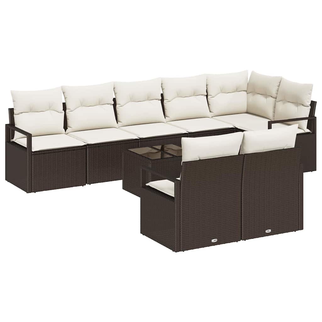 Havesofa Sæt 9 stk. Brun og Creme polyrattan