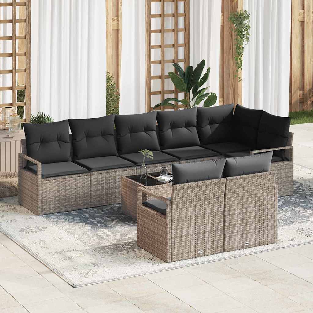 Havesofa Sæt 9 stk. Lysegrå polyrattan
