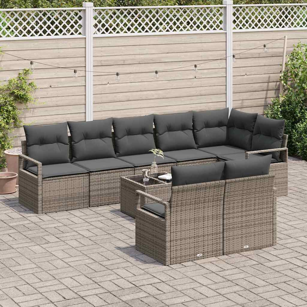 Havesofa Sæt 9 stk. Lysegrå polyrattan